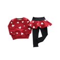 thumbnail image 3 of Maxcozy Toddler Kids Girl Heart Print Clothes Top T-shirt Skrit Pants Leggings Outfits 2PCS Set, 3 of 3