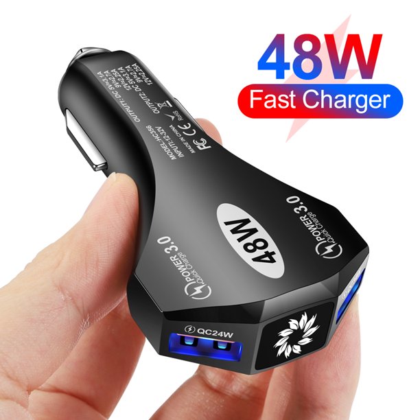 Cargador De Coche Adaptador de carga rápida portátil para teléfono móvil 48W 2 puertos USB QC3.0 Cargador de coche