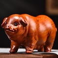 thumbnail image 3 of Rosewood carved pig figurine, one of the twelve zodiac animals, solid wood lucky pig, living room decoration, auspicious golden pig desktop ornament., 3 of 4
