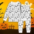 thumbnail image 2 of HCYSFG Boys Halloween Pajama Sets 2 Piece Pumpkin Bat Print Crew Neck Long Sleeve Top Elastic Waist Pants Kids Lounge Outfit Sleepwear, 2 of 5