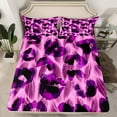 thumbnail image 2 of Purple Leopard Bed Sheets Set Twin for Girls,Romantic Cheetah Print Sheet Set for Women,Indian Leopard Sheets,Wild Animal Flat Fitted Sheet with 1 Pillowcase Home Room Decor, 2 of 5
