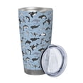 thumbnail image 2 of Easygdp Dolphins 20oz Stainless Steel Vacuum Insulated Double Wall Travel Tumbler, Durable Insulated Coffee Mug with Spillproof Lid-Straw Two-piece Set, 2 of 8