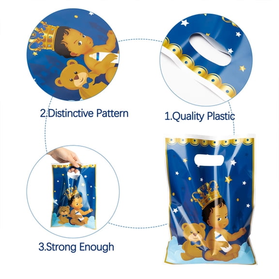 GROBRO7 Black Prince Theme Plastic Reusable Bags with Handles, 50 Count