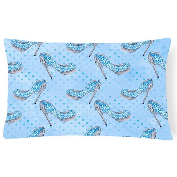 Watercolor Cinderella Shoe in Blue Canvas Fabric Decorative Pillow, 12 x 16 in.
