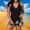 *Black, variant on ClodeEU Women's Plus Size Floral Print Tankini Set ,Adjustable Halter Neck Top with Built in Pads ,Cozy Two Piece Swimsuit Blue,Womens Plus XXXXL