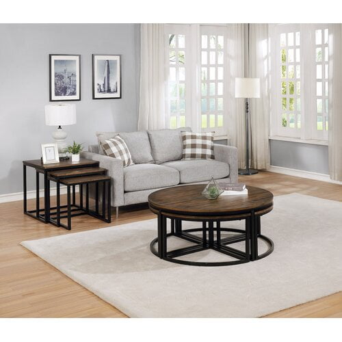 marion coffee table with nesting stools