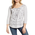 thumbnail image 1 of Lucky Brand Womens Medallion Graphic T-Shirt, Gris, X-Small Lucky Brand Camiseta gráfica, 1 of 2