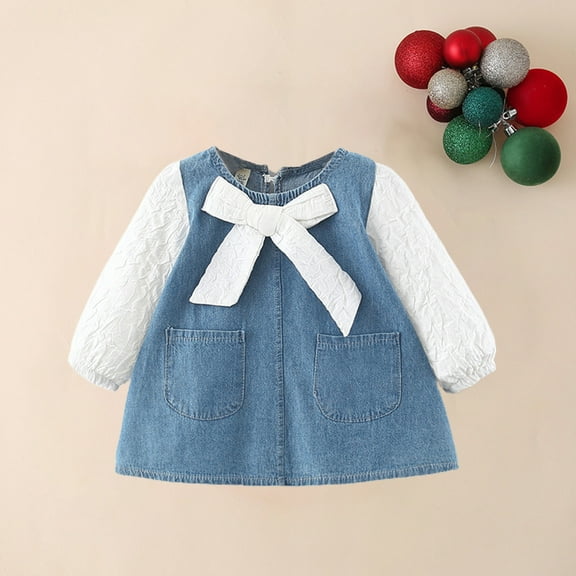 YWDJ Little Girls Prom Dresses Spring And Fall New Style Princess Skirt Solid Color Denim Skirt Trend White 4Y