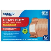 Equate Heavy Duty Fabric Antibacterial Bandages, Large, 60 Count