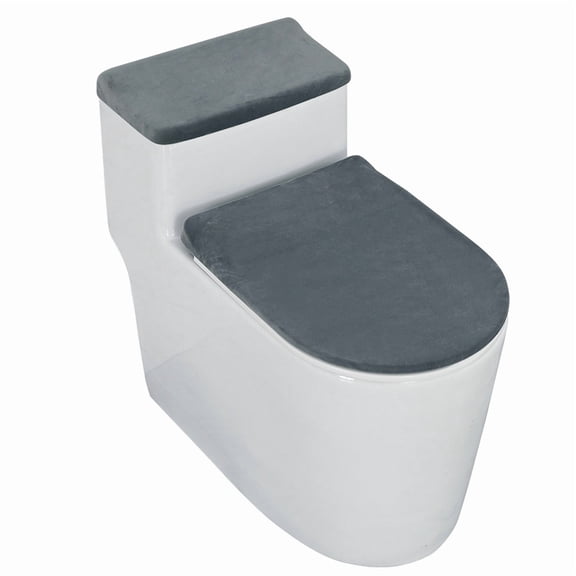 suxuMhao Toilet Seat Cover Set, 2-Piece Elastic Fluffy Toilet Water Tank Cover and Toilet Lid Cover, Universal Fit Dark Gray One Size, Soft Toilet Seat Accessories for Bathroom Toilet Seats