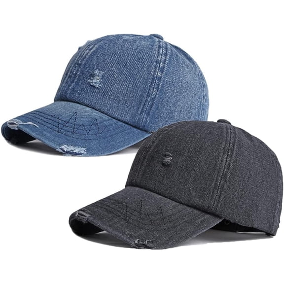 Vintage Washed Denim Distressed Dad Hats Adjustable Baseball Caps for Men Women