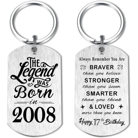 17th Birthday Gifts for Him Men 2008, Happy 17th Birthday Keychain, 17 Year Old Bday Gifts for Her Women, The Legend was Born in 2008