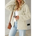 thumbnail image 5 of SHEWIN Womens Sherpa Jackets Fuzzy Hooded Zip Up Coats Casual Solid Long Sleeve Fleece Shacket Jacket Outerwear with Pockets, 5 of 8