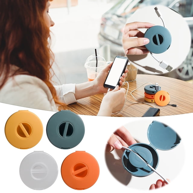 Fiudx Organizador de Cables Portátil, Diseño Giratorio, Caja de Almacenamiento Compacta, Mantiene Los Cables de Datos Ordenados, 4 Opciones de Color, Fácil de Usar, Ideal para Viajes, Tamaño Pequeño
