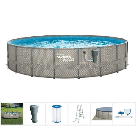 Summer Waves - Active 20 Ft x 48 In Above Ground Frame Swimming Pool Set with Pump - Gray