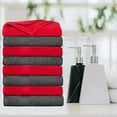 thumbnail image 2 of Ample Decor Bath Towel 30 x 54 inch Pack of 8 600 GSM 100% Cotton, Soft Absorbent, Lightweight, Quick Drying, Machine Washable for Hotel, Gym, Kitchen -Grey - Red, 2 of 5