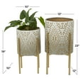 thumbnail image 3 of DecMode 23", 19"H Cream Metal Moroccan Planter with Removable Stand (2 Count), 3 of 9