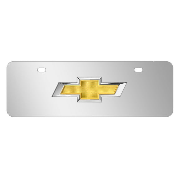 Chevrolet Golden 3D Logo 12" x 4.25" European Look Chrome Half-Size Stainless Steel License Plate