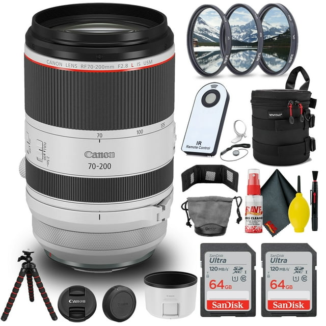 Canon RF 70-200mm f/2.8L IS USM Lens + (2) 64GB SD Card Accessories (Bundle)-(INTL. MODEL)