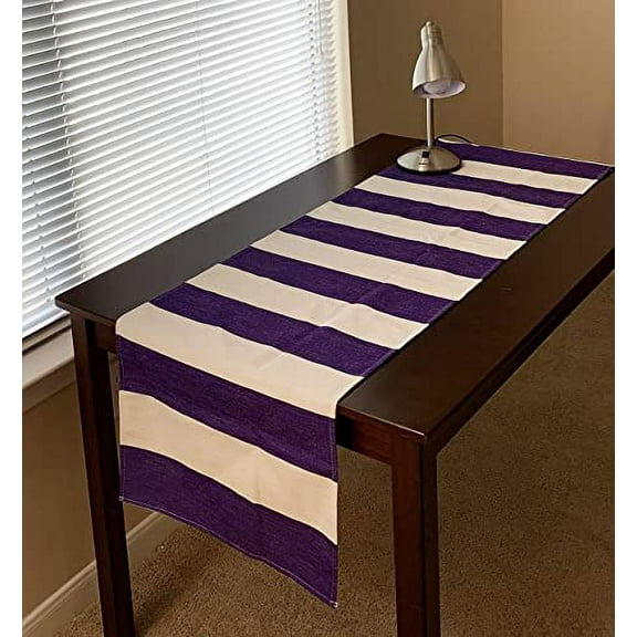 Aayu Brand Violet-Purple Table Runner 72 inches | Thick 250 GSM (16 Inch X 72 Inch) |Table Runner for Baby Birthdays, Home Decor & Wedding (Purple Stripes)