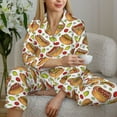 thumbnail image 6 of KLL Hot Dog 7 Print Women's Long Sleeve Pajamas with Pants Sleepwear Loungewear 2 Set-Small, 6 of 8