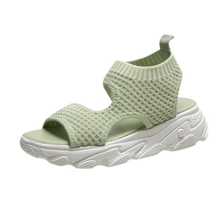 

Summer Saving Clearance! Kukoosong Sandals Women Lazy Flat Sole Single Shoes Womens Flying Woven Breathable All-season Work Shoes Wedge Sandals for Women Green 42