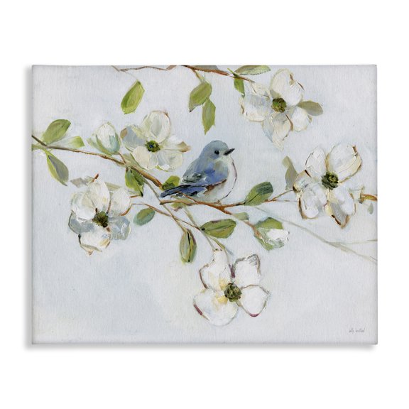 Stupell Industries Farmhouse Bird Perched on Dogwood Canvas Art, 20 x 16, by Sally Swatland