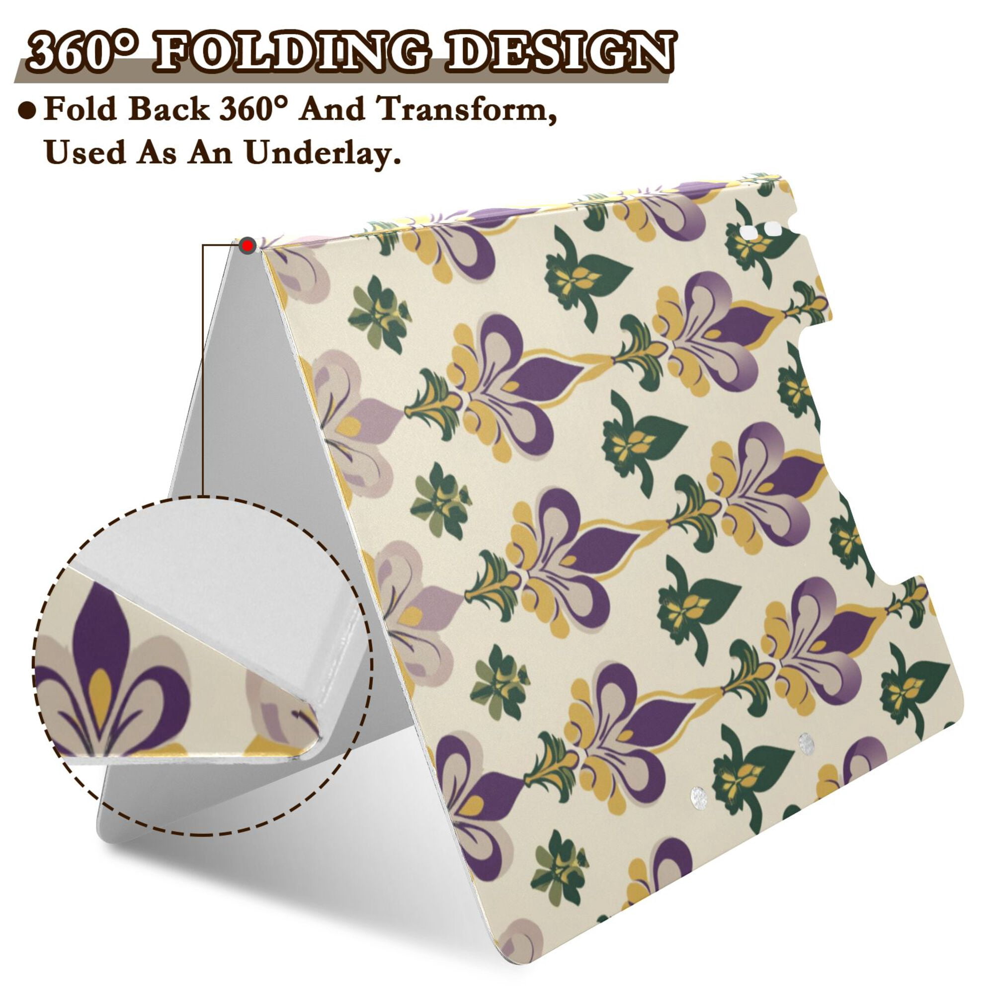FORMRS A4 Clipboard Folder with Pen Holder Horizontal Foldable School Office Binder, Beige Floral Pattern