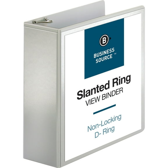 Business Source, BSN28444, Basic D-Ring White View Binders, 1 Each, White