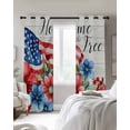 thumbnail image 4 of 4th of July Kitchen Curtains Independence Day Blue Red Floral Retro Cafe Short Curtains for Bathroom Blackout Window Curtain Grommet Small Window Treatment Drapes for Bedroom Living Room 52"x45"x2, 4 of 9