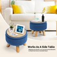 thumbnail image 5 of Small Round Ottoman with Storage, Ottoman Foot Rest in Teddy Velvet, Footstool with Wood Legs and Soft Sponge,Small Accent Table or Plant Stand for Living Room, Bedroom, Couch, Enterway(Dark Blue), 5 of 8