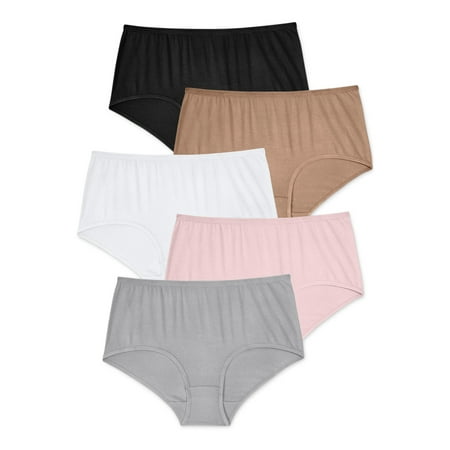 

Comfort Choice Women s Plus Size Stretch Cotton Brief 5-Pack Underwear