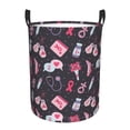 thumbnail image 1 of Balery Breast Cancer Awareness1 Cesta de ropa redonda con asas, impermeable, independiente, para ropa, juguetes, dormitorio y familia-Medium, 1 of 6
