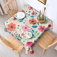thumbnail image 2 of Pioneer Flower Floral Print Pattern Square Tablecloth,Waterproof Square Table Cover,Wipeable Spillproof Washable Table Cover for Home Kitchen Party Decor 52"x52"(132x132cm), 2 of 6