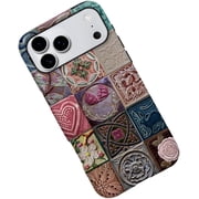 Case for iPhone 17 Pro Max, Hearts Roses Romantic Collage Tiles Phone Case Military-Grade Drop Protection Cover for Women Girl - Frosted
