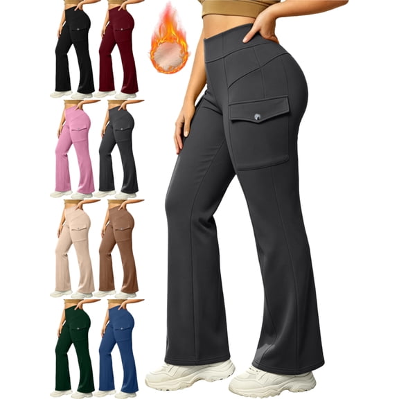 Women's Stretch Flare Pants High Waisted Slim Fit Pockets Casual Daily Wear Pants