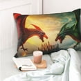 thumbnail image 4 of Zufioo Castle Red Green Sky Dragon Print Double-Sided Throw Pillow Cover, Pillow Protector Home Decor - With Hidden Zipper, Suitable for Bedroom, Living Room, Car Interior-20"x30", 4 of 6