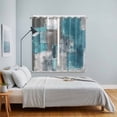 thumbnail image 4 of Turquoise Grey Kitchen Curtains 63 Inch Length, Abstract Square Graffiti Modern Smear Grommet Top Bedroom Living Room Curtains, Light Filtering Cafe Curtain Drapes 2 Panels Set 84''x63'', 4 of 9