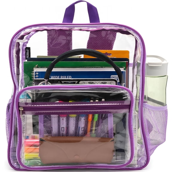 GASTROPOD Clear Backpack – Transparent Backpack Heavy Duty Transparent Bookbag for Adults and Teens | School,Work,Travel,Stadiums (Purple)