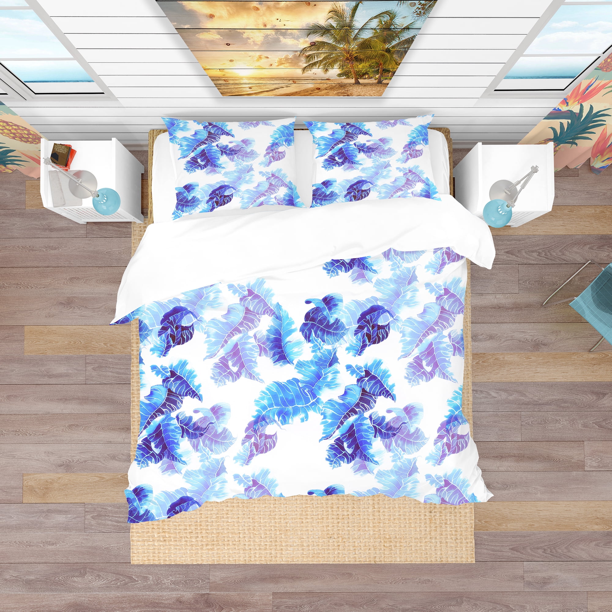 Designart 'Abstract Leaves Pattern' Tropical Duvet Cover Set