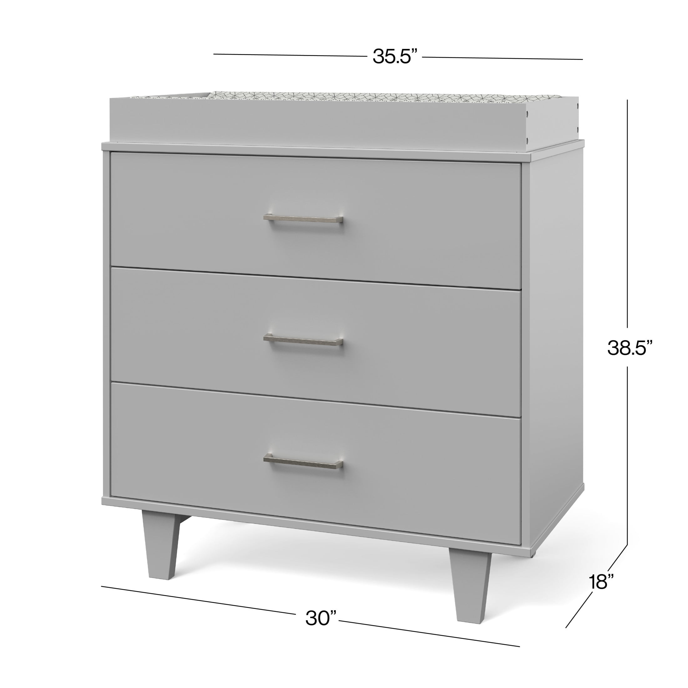 Child Craft Tremont 3-Drawer Dresser with Changing Table Topper, Anti-Tip Kit, Gentle Gray