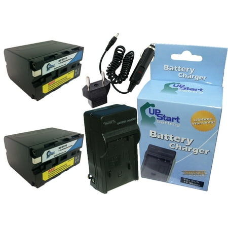 2x Pack - Sony DCR-VX9000 Battery + Charger with Car & EU Adapters - High Capacity Replacement for Sony NP-F970 Digital Camera Battery and Charger (6600mAh  7.4V  Lithium-Ion)