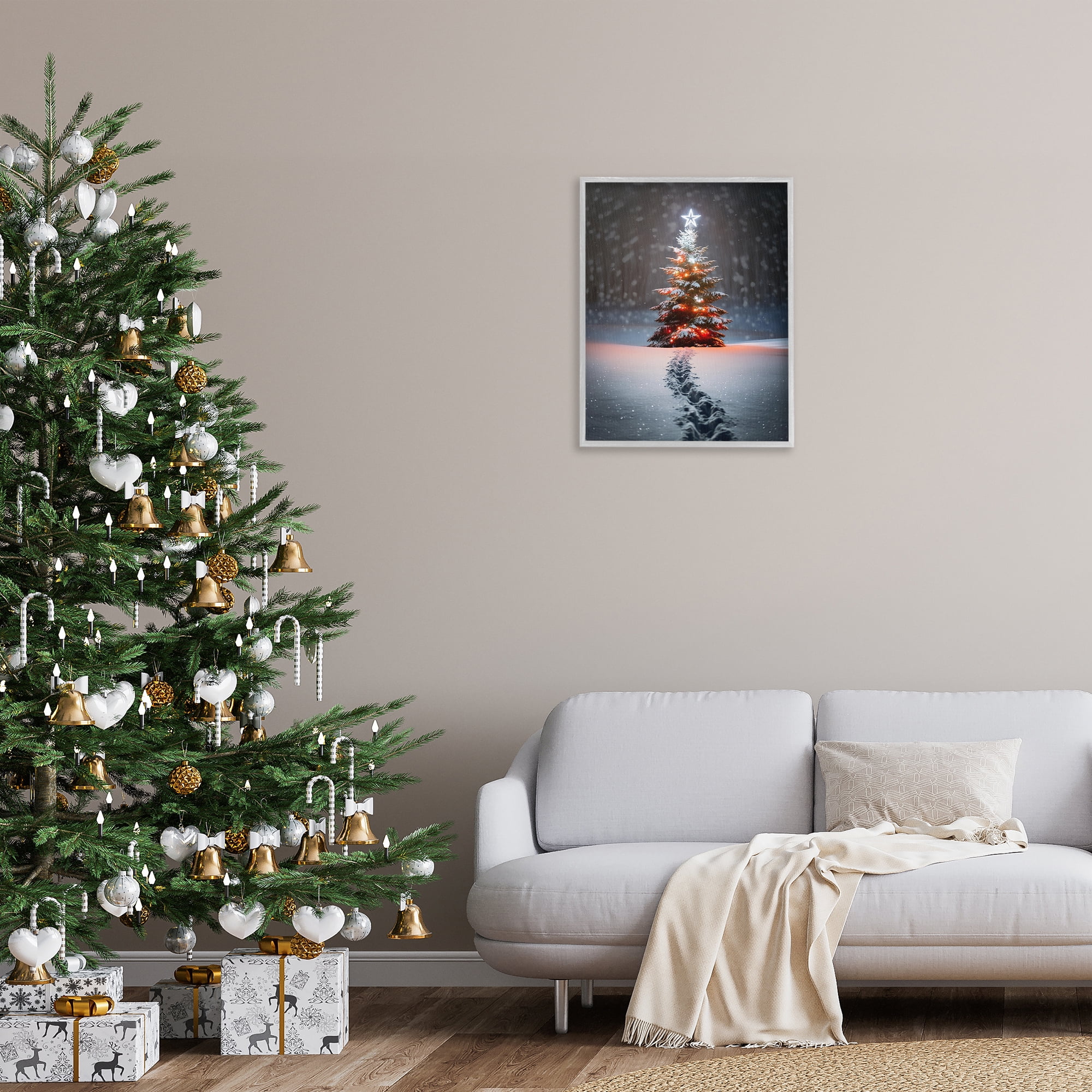 Stupell Industries Magic Moments Holiday Tree Holiday Photography Gray Framed Art Prints Wall Art, 24 x 30