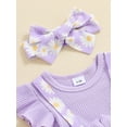 thumbnail image 6 of Suealasg Newborn Baby Girl Clothes Fly Sleeve Daisy Print Bow Romper with Headband Set 2Pcs Infant Summer Photoshoot Outfits, 6 of 7