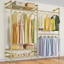 Timate F2 Industrial Pipe Clothes Rack Wall Mounted Clothing Rack for Hanging Clothes,Gold