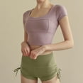 thumbnail image 2 of Women's High Waist Workout Shorts with Side Drawstring Stretchy Athletic Shorts, 2 of 5