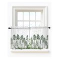 thumbnail image 2 of Green Botanical Sheer Kitchen Tier Curtains 24 Inch length, Rod Pocket Half Curtains Short Drapes, Watercolor Tree Light Filtering Chiffon Small Window Treatments 2 Panels 27.5"W x 24"L, 2 of 7