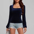 thumbnail image 5 of Feimerou Velvet Dressy Tops for Women Long Sleeve Wrap Velour T Shirts Slim Fit Cute Babydoll Blouses Y2k Going Out Tops, 5 of 7