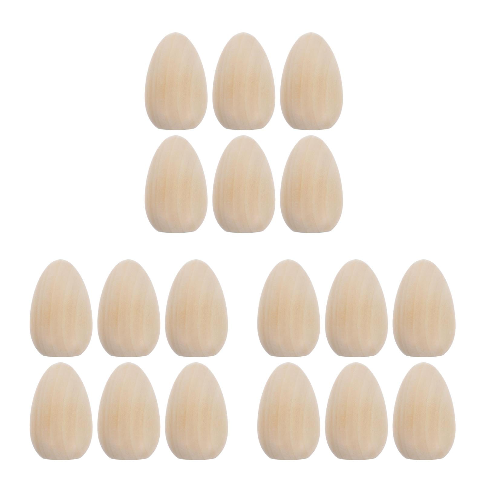 Hemoton 18-Piece Wooden Eggs Set Unpainted Easter Eggs for Decorating, Painting, Graffiti Toy Ornaments for Easter Party Fun