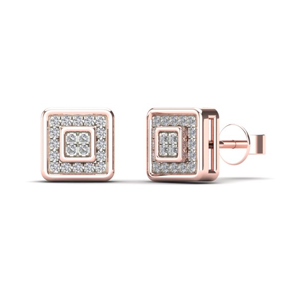 aaXia Men’s 14K Rose Gold 1/10ct TDW Diamond Square Stud Earrings
